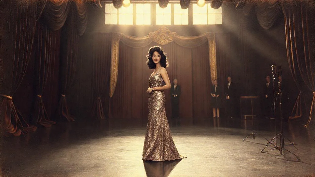 Glamurosa escena de Hollywood, silenciosa y atemporal