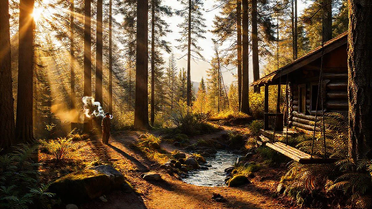 Bosque tranquilo, luz y quietud