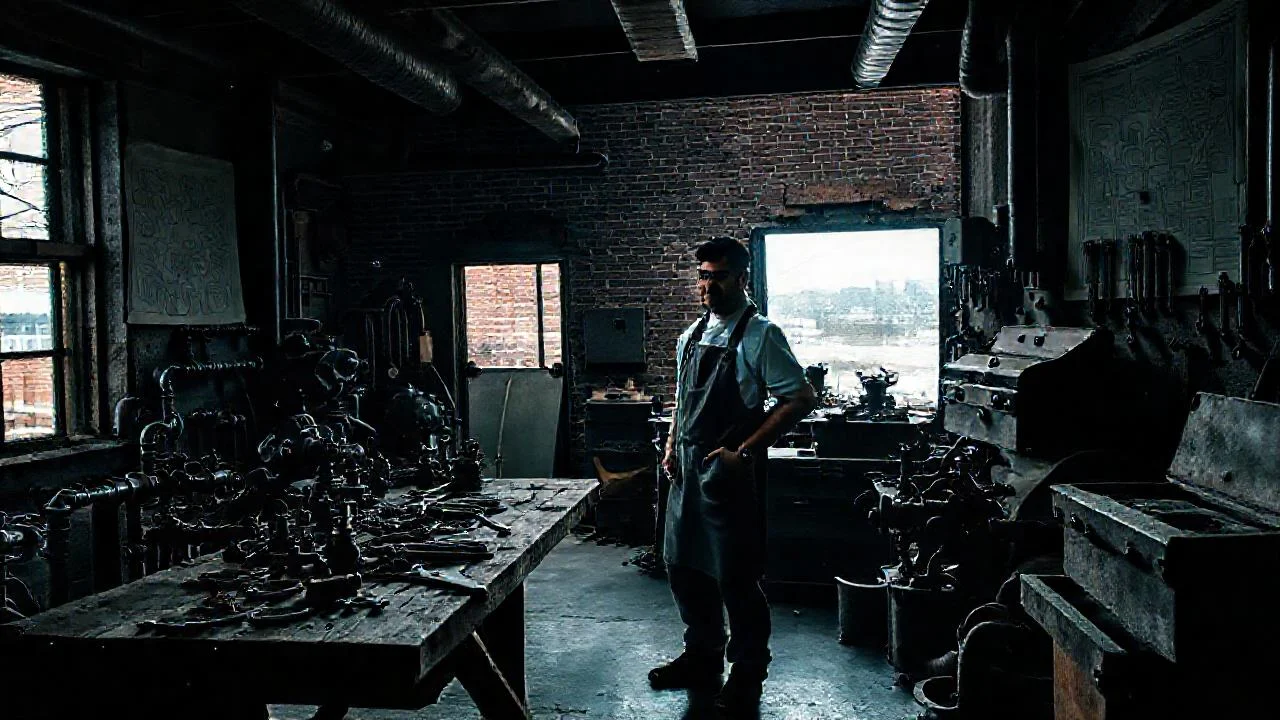 Taller antiguo, trabajo concentrado y silencioso