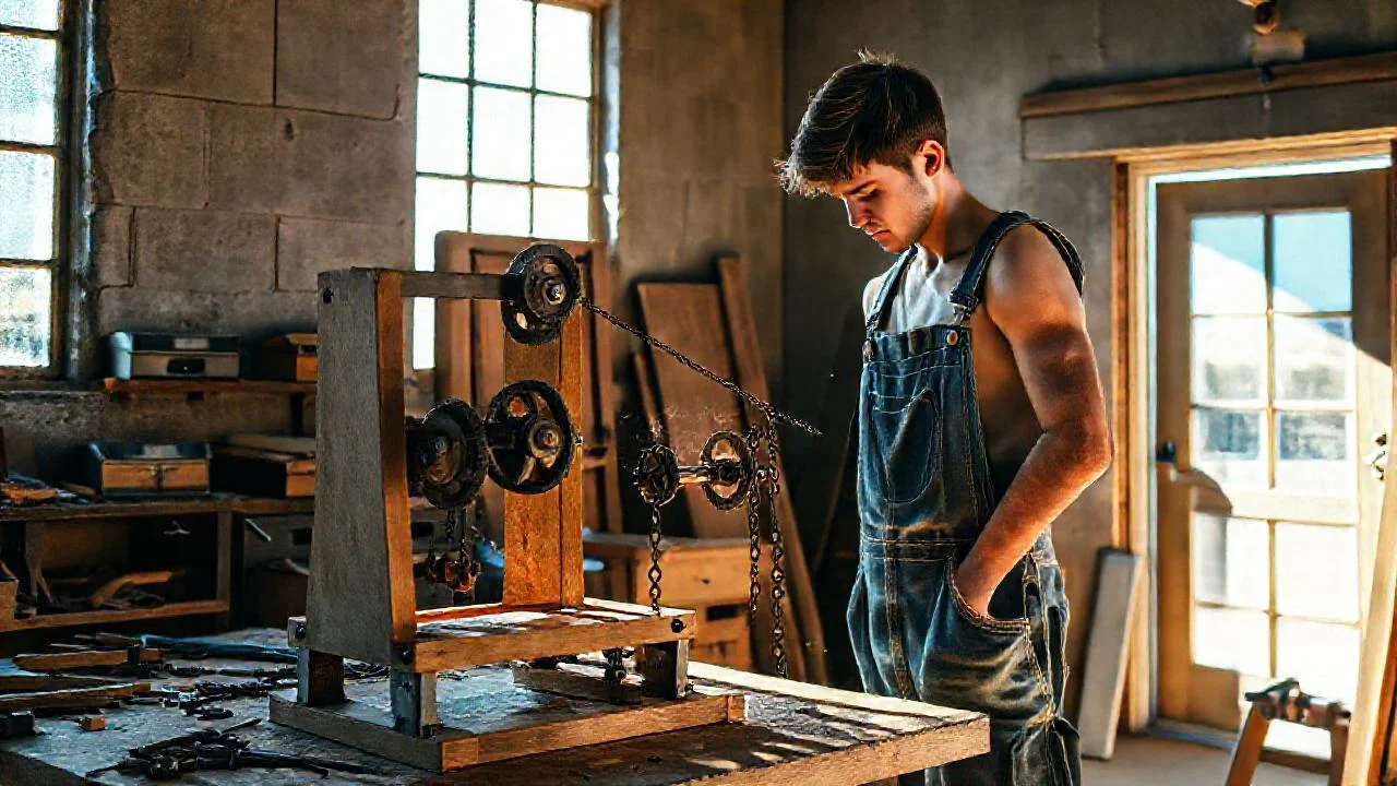 Un joven construye un modelo en luz