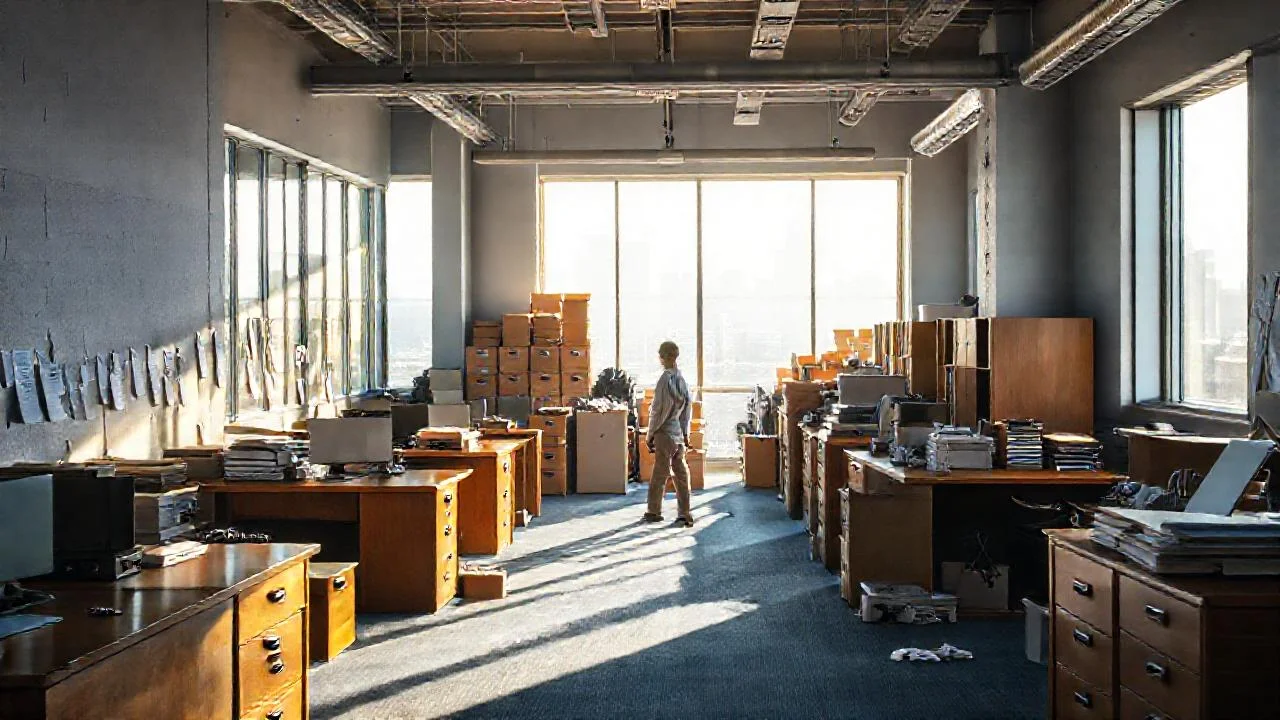 Un oficina luminosa y trabajada