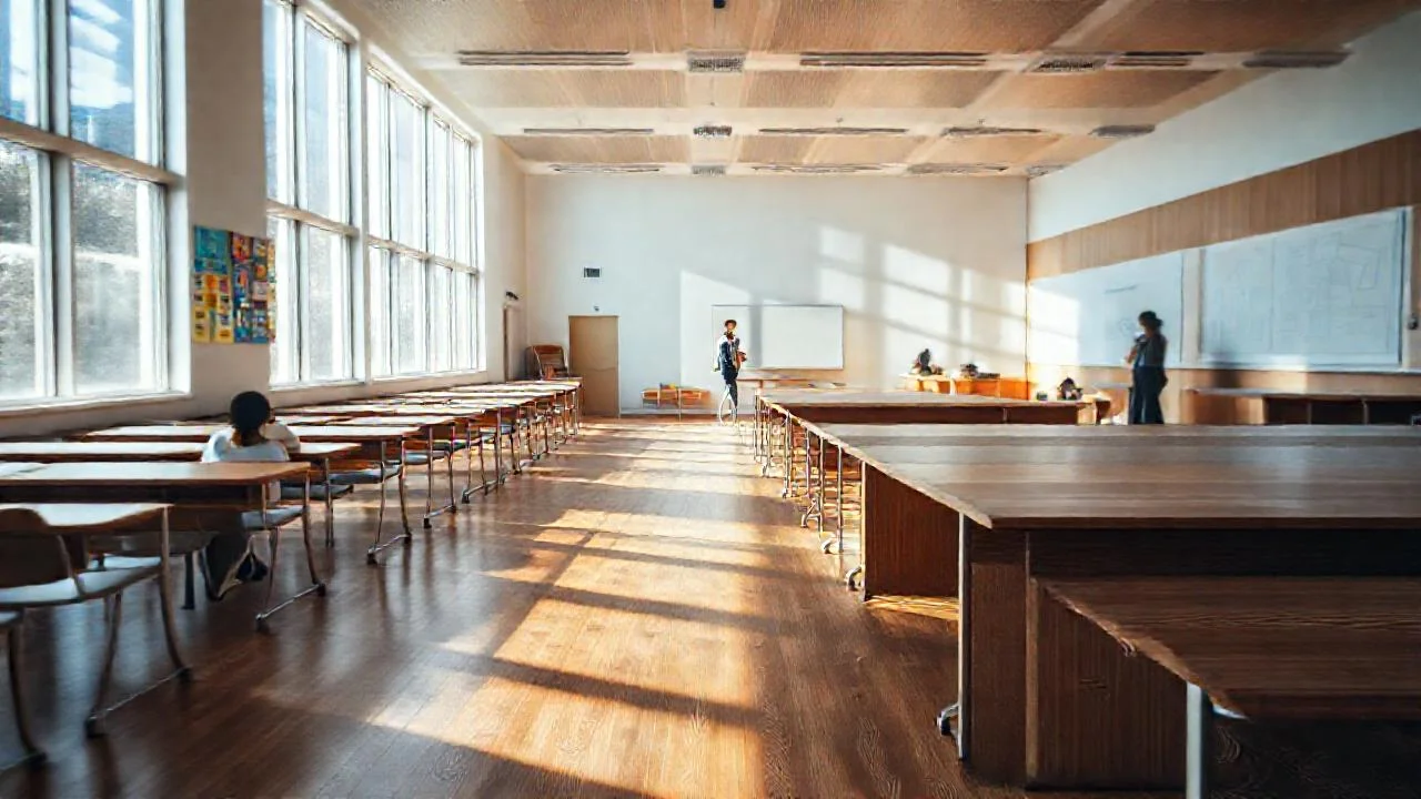 Aula moderna, tranquila y ordenada