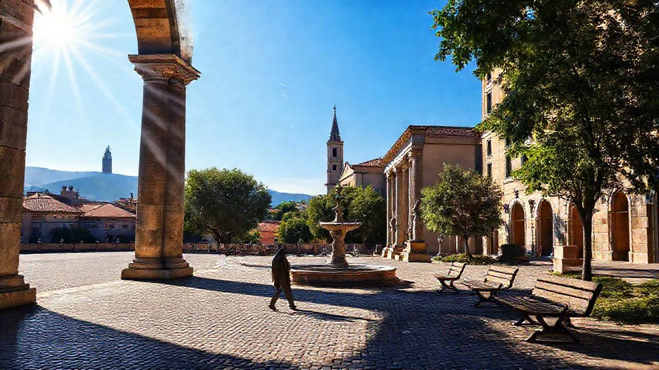Un plaza antiguo irradia belleza serena