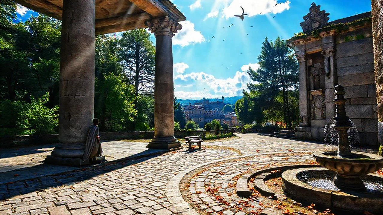 Plaza antigua, luz y misterio