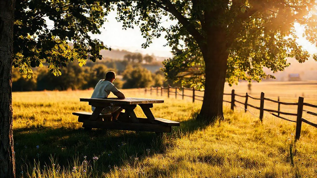 Sol tranquilo, campo, y quietud serena