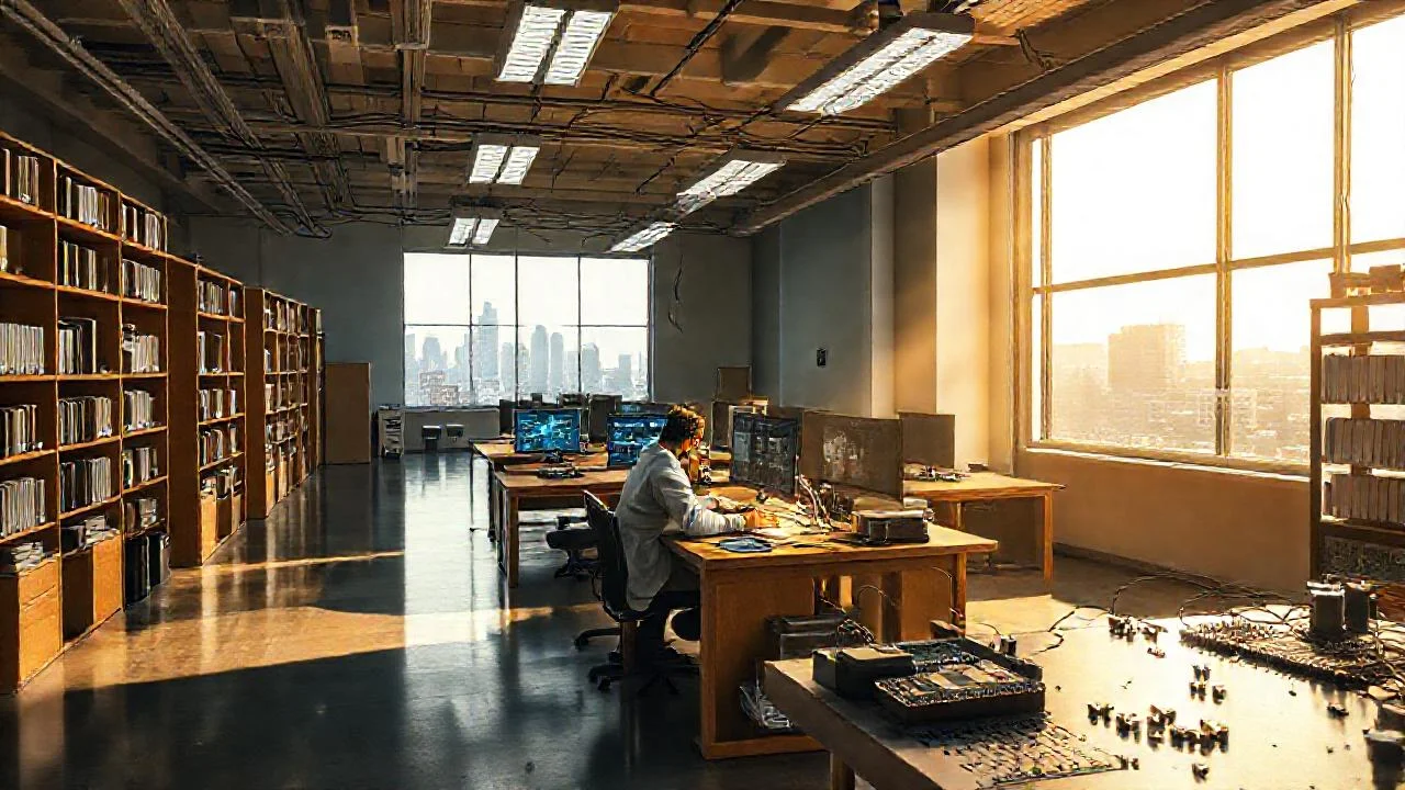 Laboratorio técnico, ordenado y luminoso