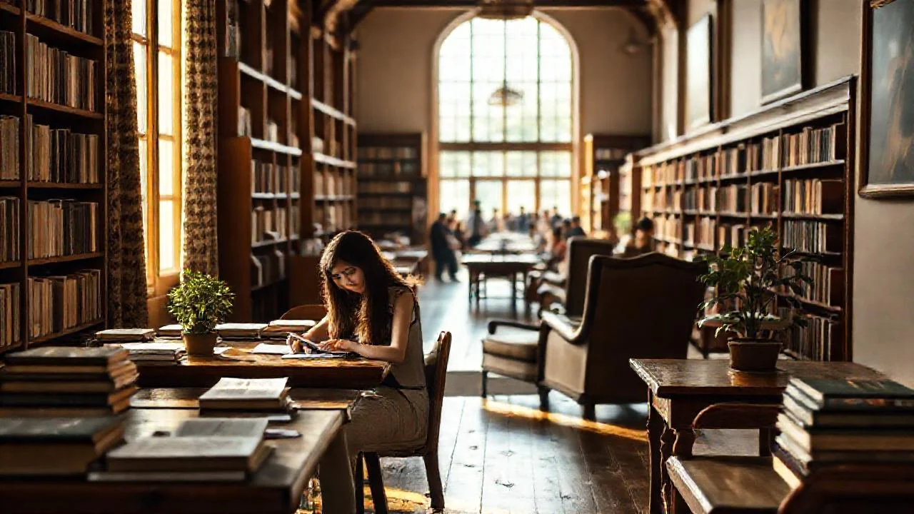 Una biblioteca tranquila y acogedora