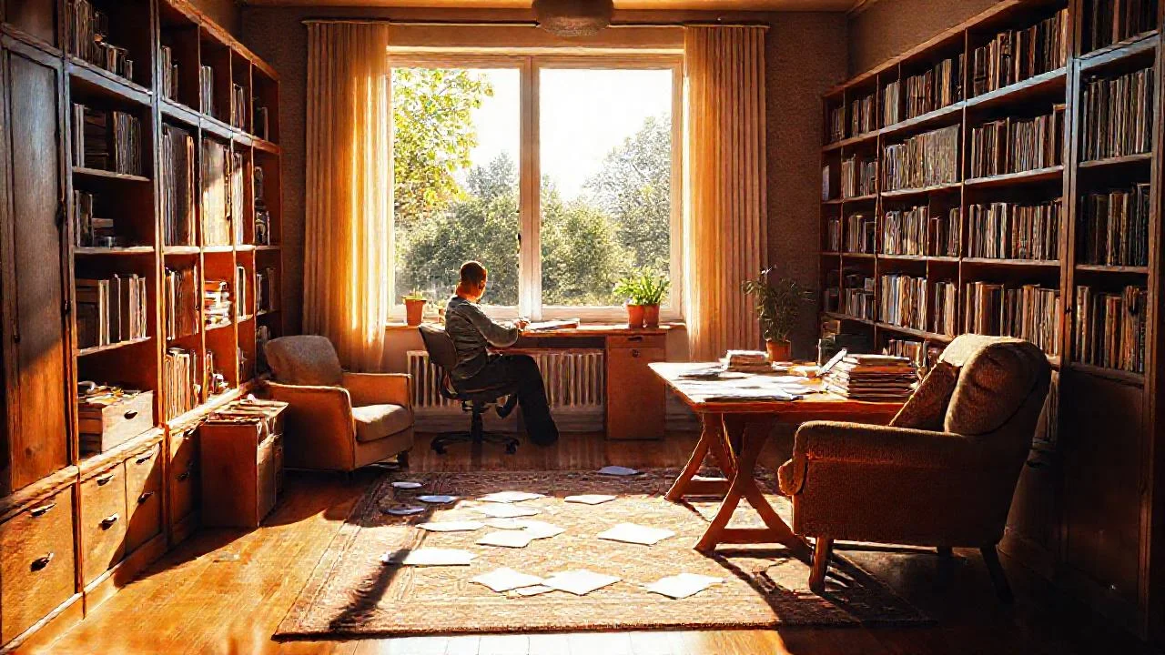 Un estudio tranquilo, iluminado y sereno