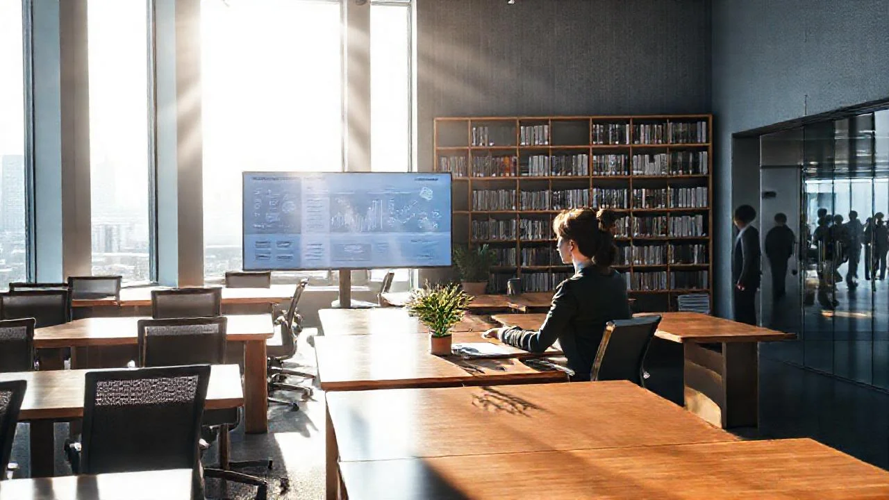 Luz suave ilumina un espacio de trabajo