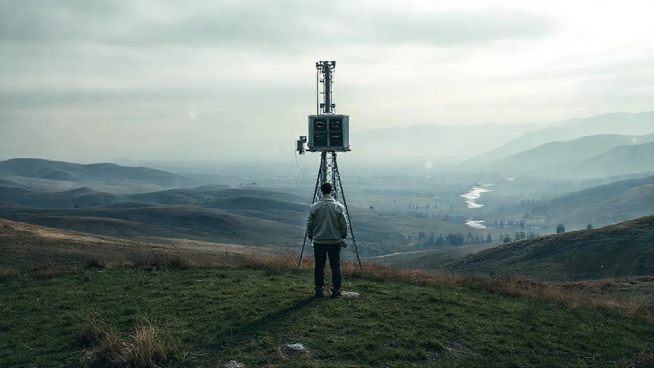 Un solitario observador en un paisaje agreste
