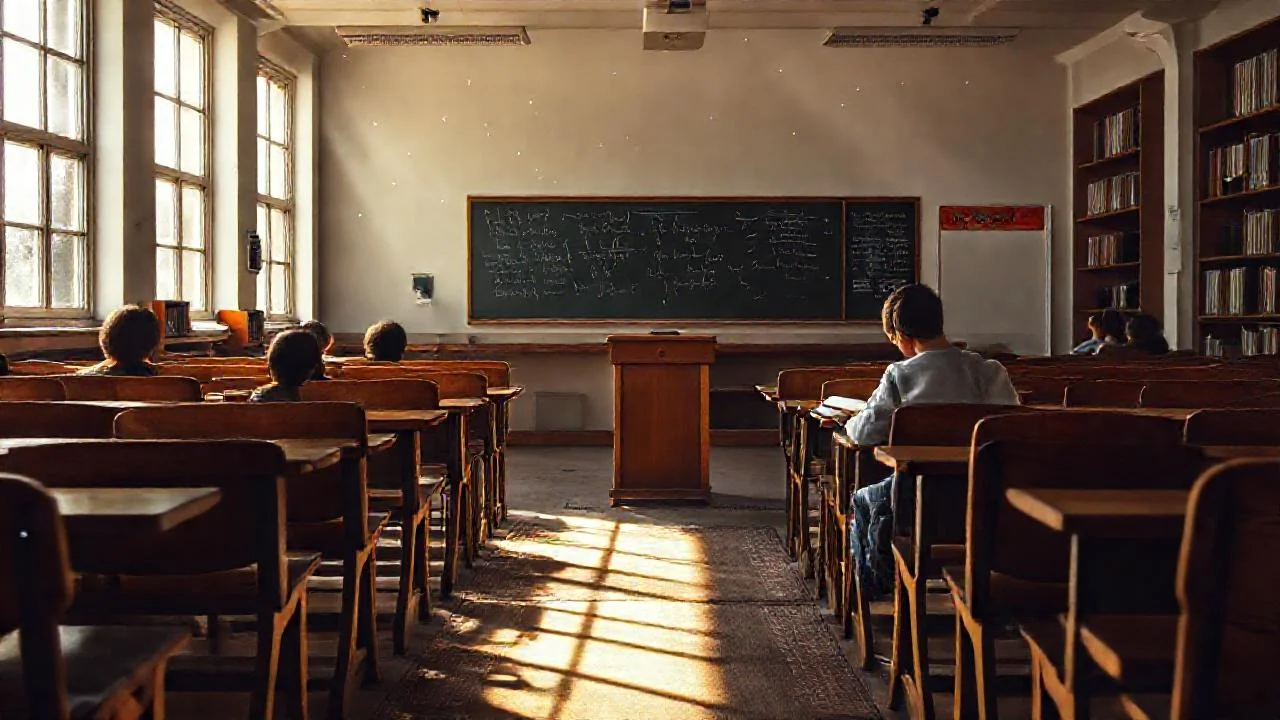 Un aula iluminada, tranquila y concentrada