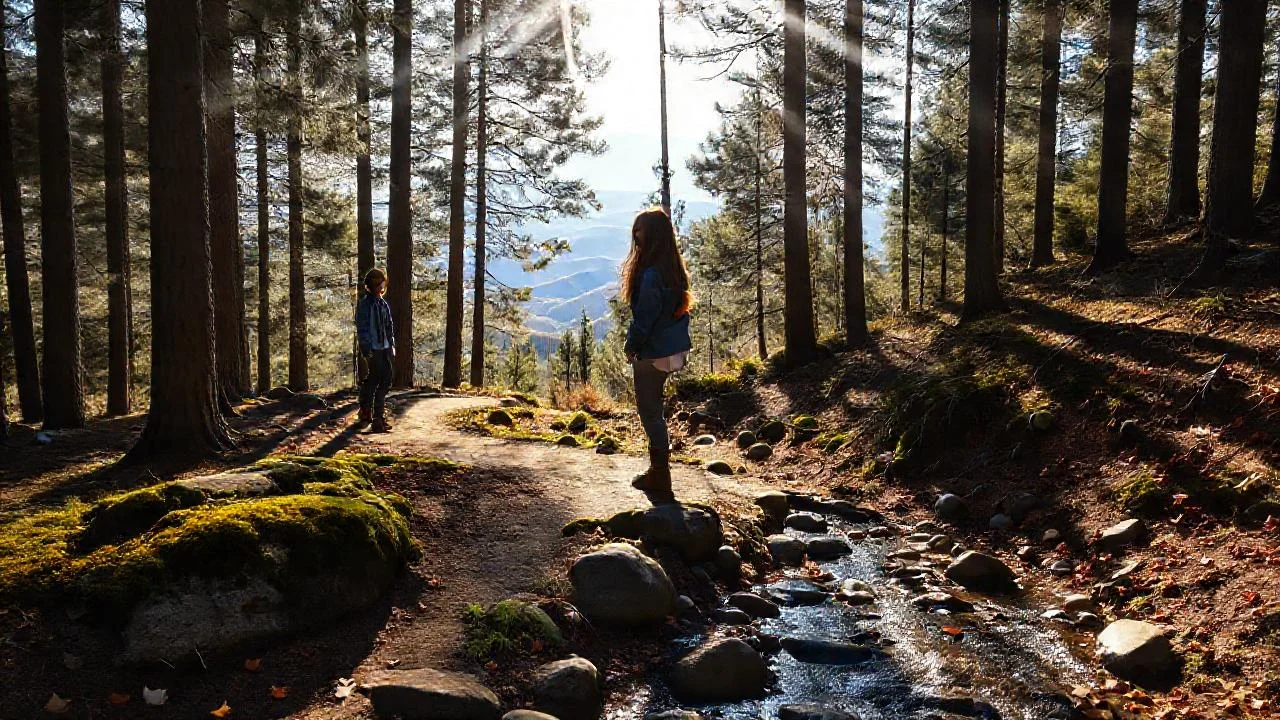 Bosque tranquilo, luz y sombras suaves
