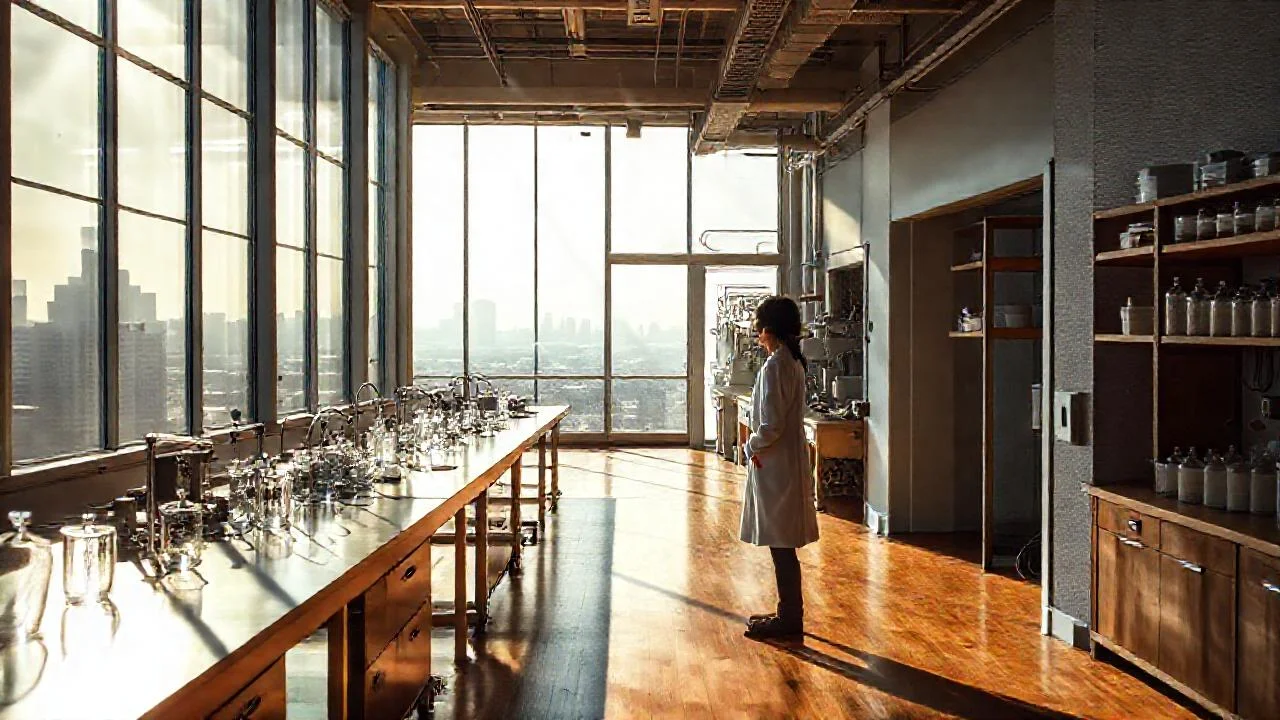 Laboratorio iluminado, ciencia y quietud