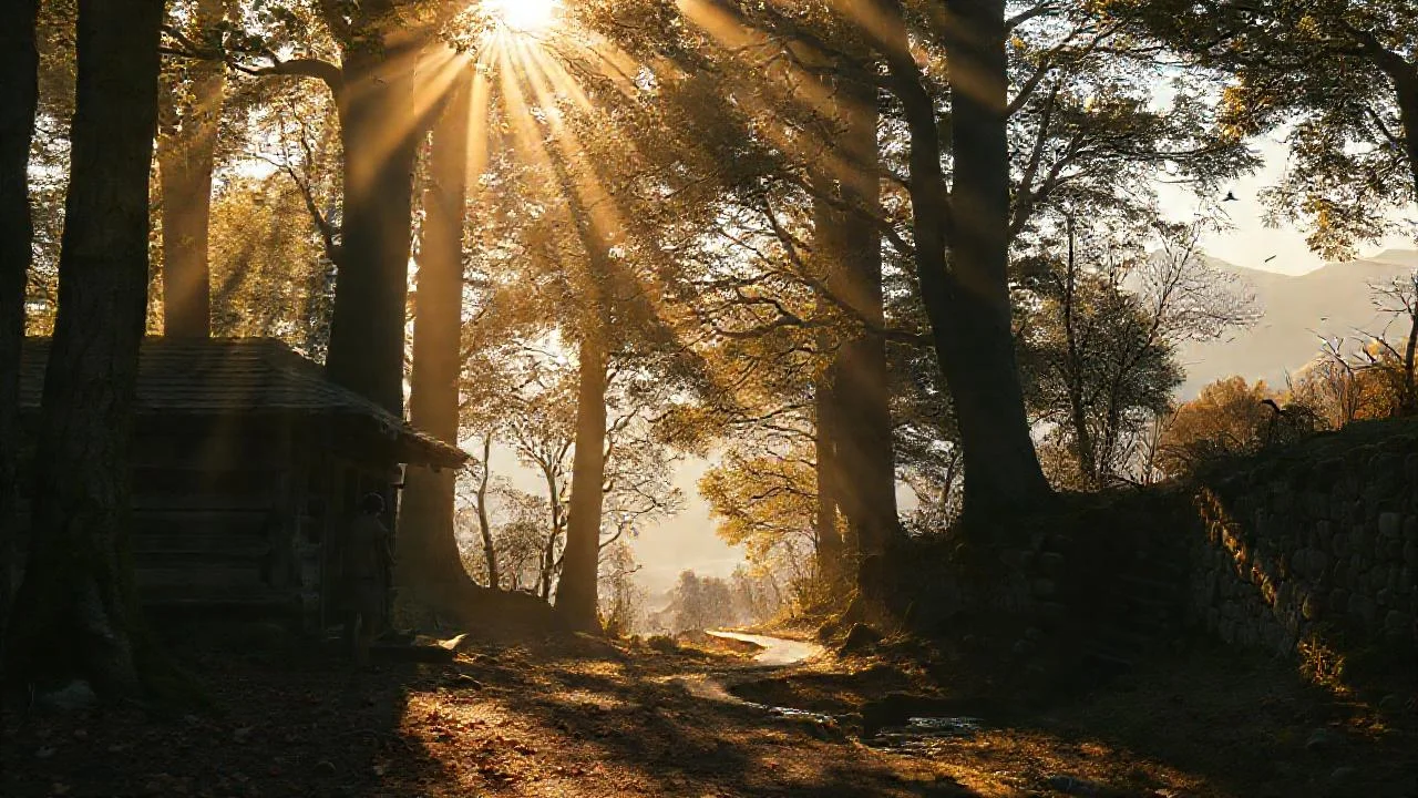 Bosque sereno, luz y misterio