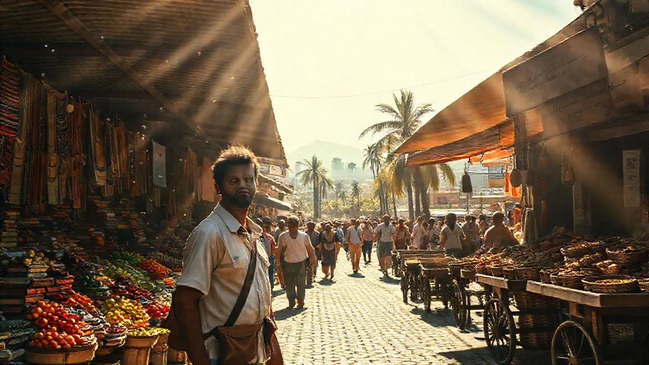 Mercado vibrante bajo el sol