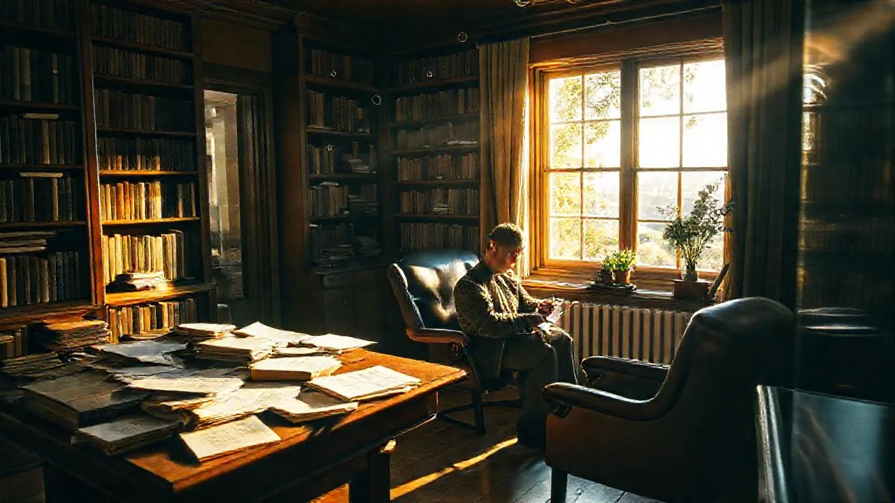 Un hombre lee en un estudio tranquilo