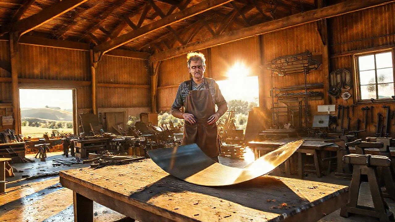 Un artesano modela metal con luz