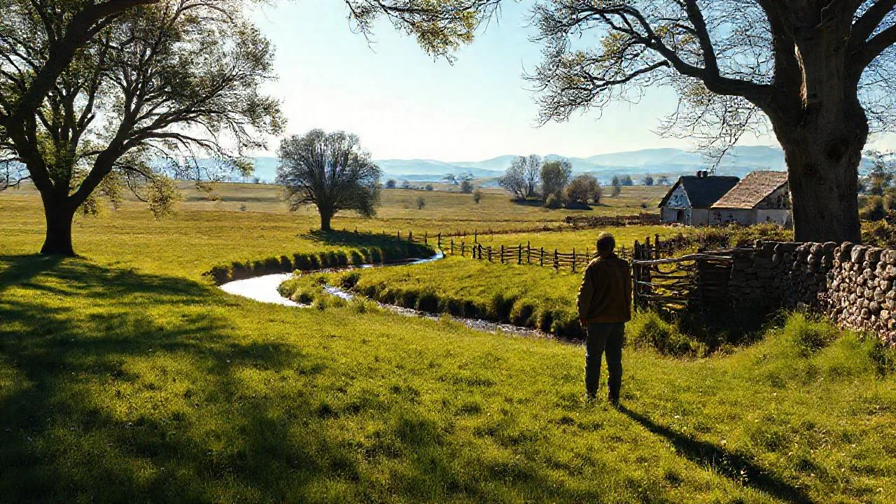 Campo extenso, luz y quietud