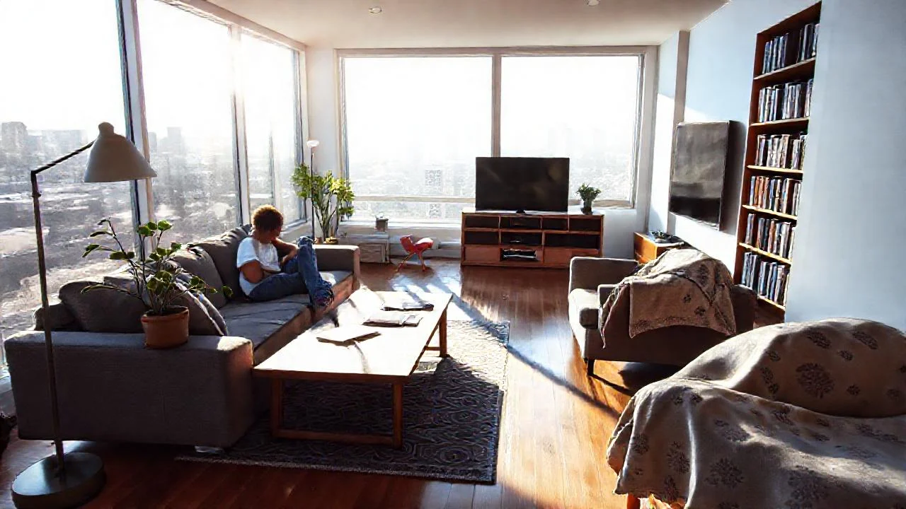 Un salón moderno, cálido y acogedor
