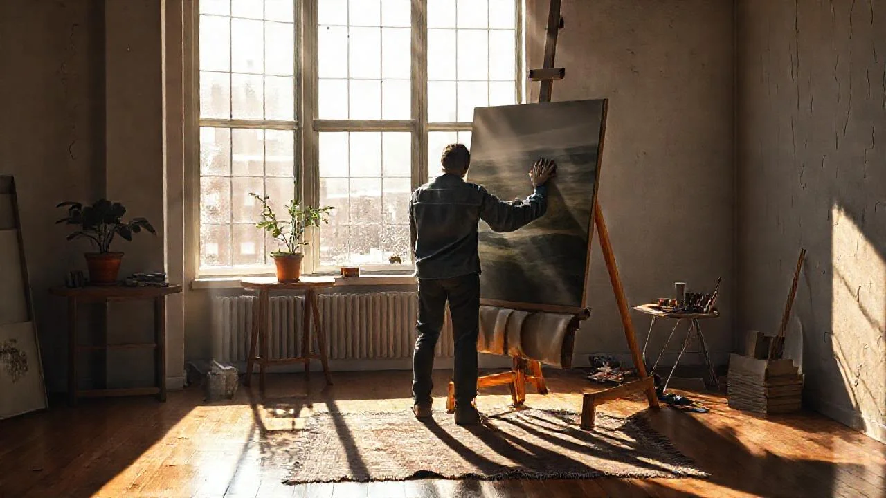 Artista crea paisaje con luz natural