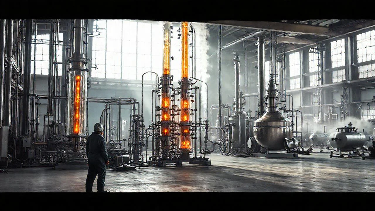 Un observador analiza destilación industrial compleja
