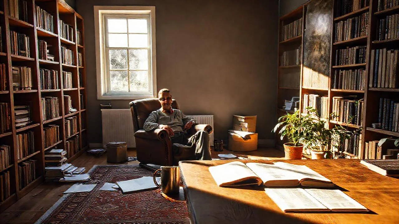 Un hombre reflexiona en un estudio cálido