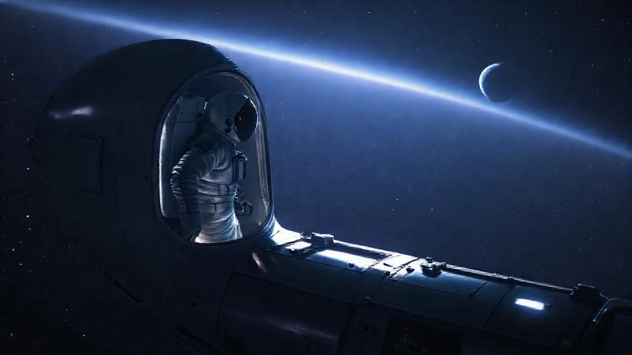 Un astronauta observa el vasto espacio