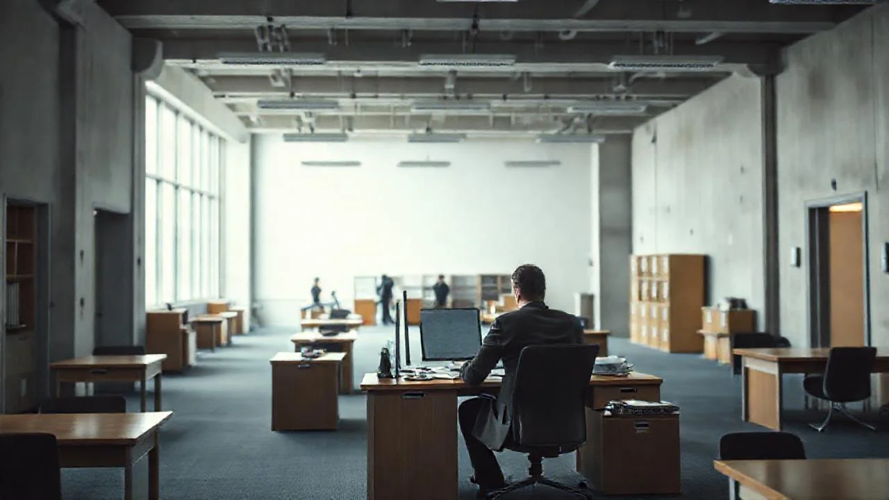 Oficina moderna, ambiente de trabajo discreto