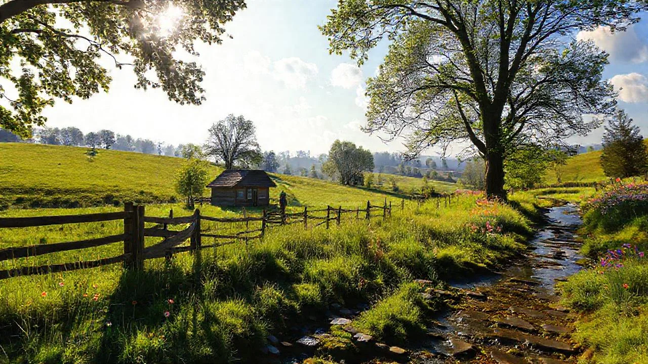 Un paisaje rural tranquilo y sereno