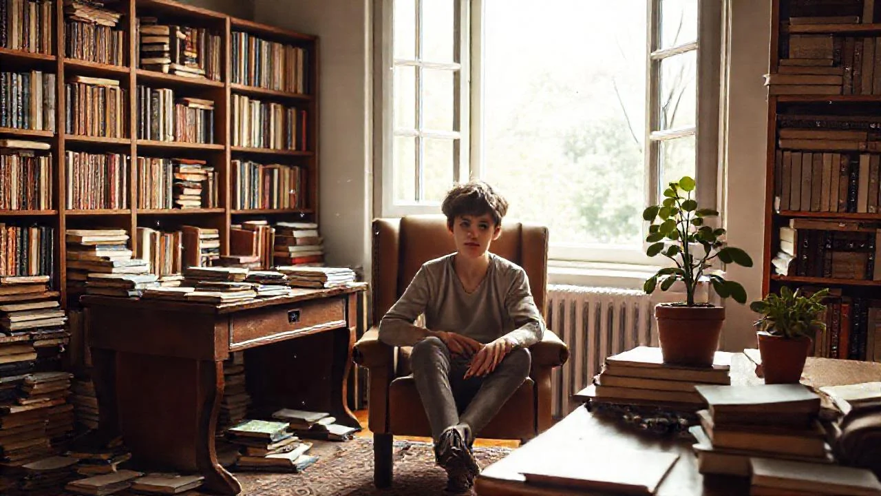 Un joven lee en un estudio
