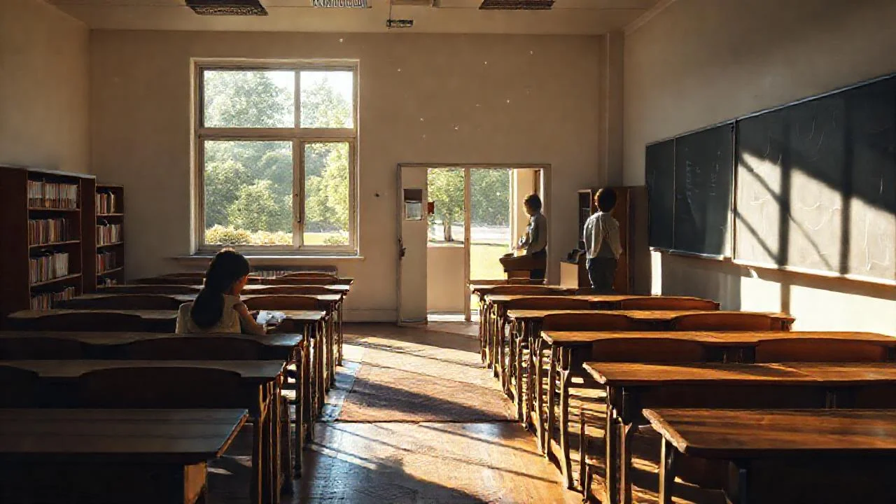 Un aula tranquila, luminosa y ordenada
