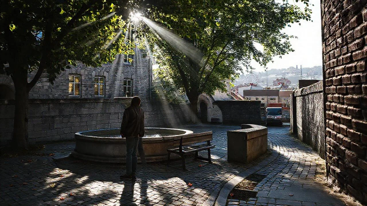 Silencio urbano, luz y piedra