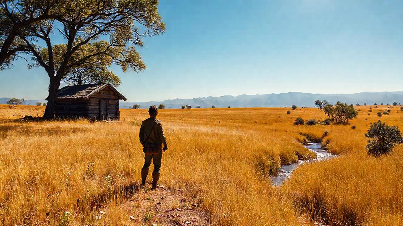 Un solitario observador contempla el campo dorado