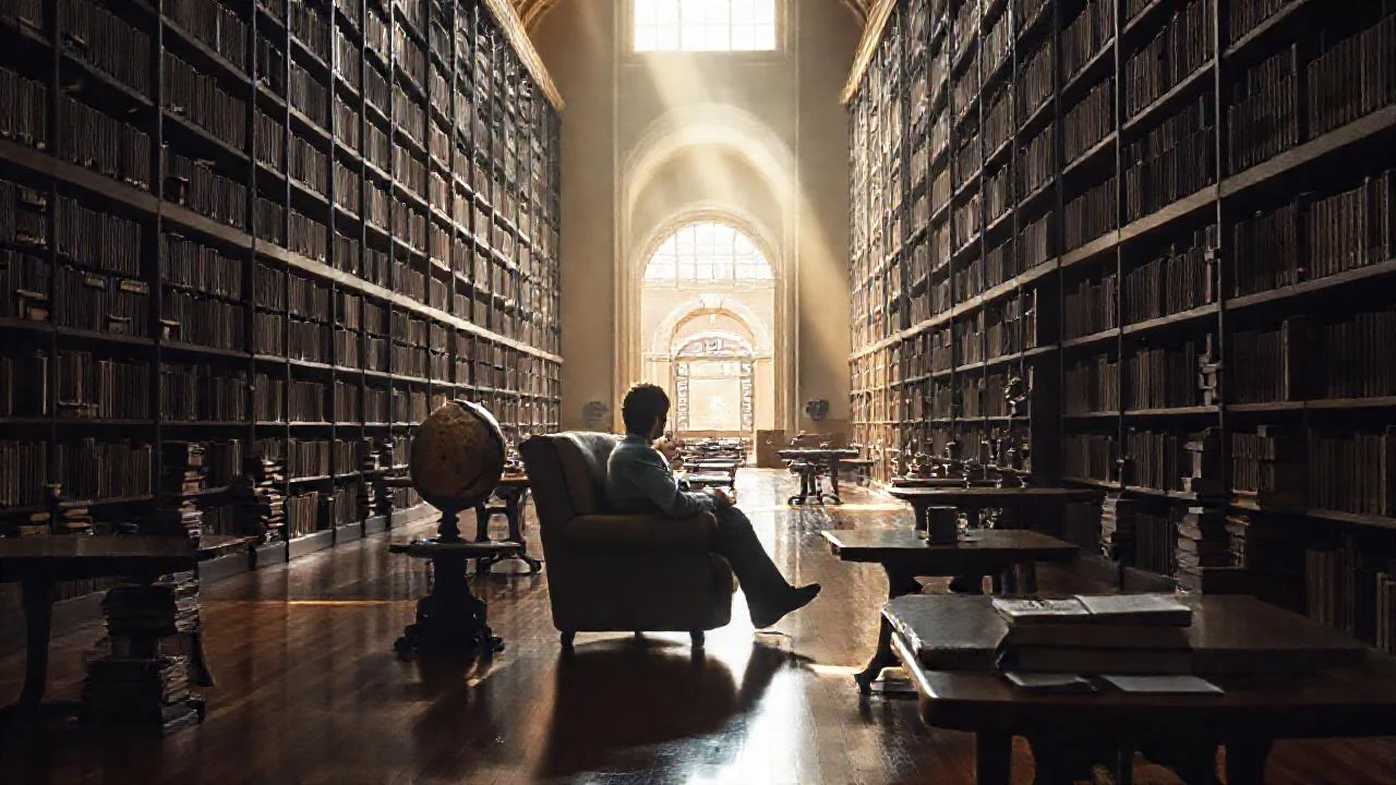 Biblioteca tranquila, luz y concentración