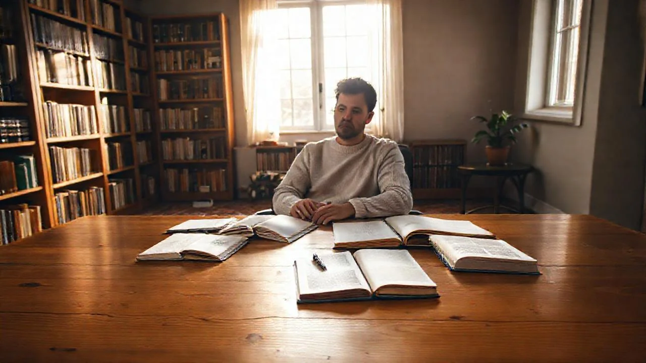 Un hombre estudia en un espacio tranquilo