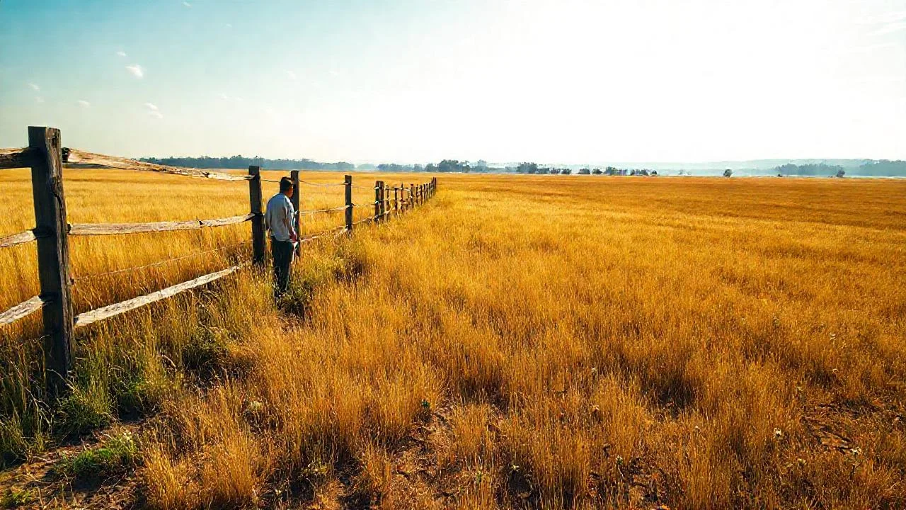 Campo dorado, sombra solitaria, horizonte lejano