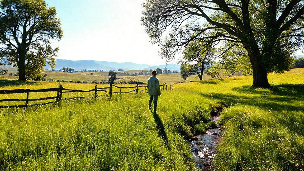 Campo soleado, quietud y naturaleza