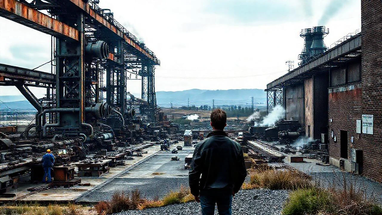 Un complejo industrial sombrío y vasto