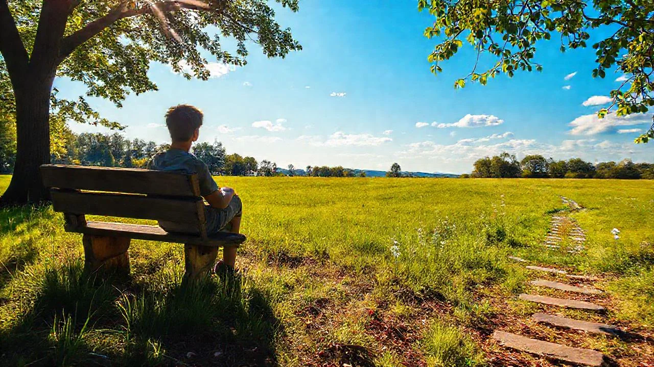 Un joven observa paz en la naturaleza