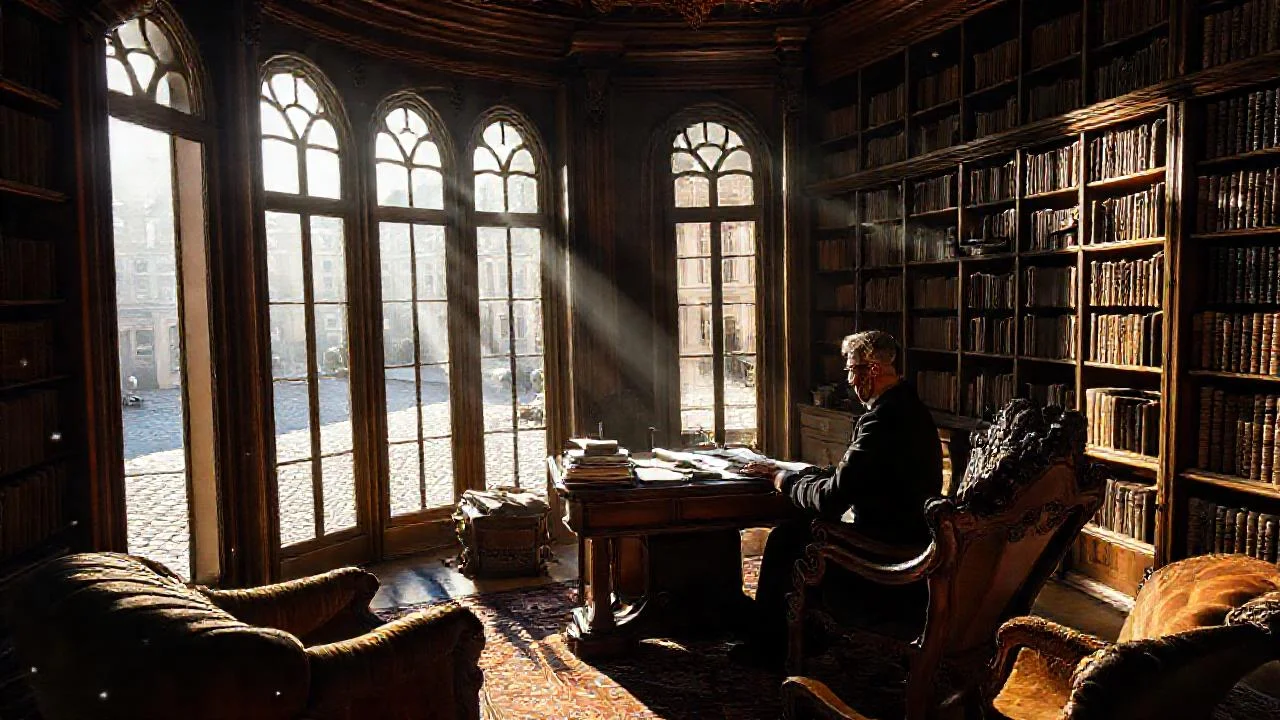 Un estudio antiguo, iluminado y sereno