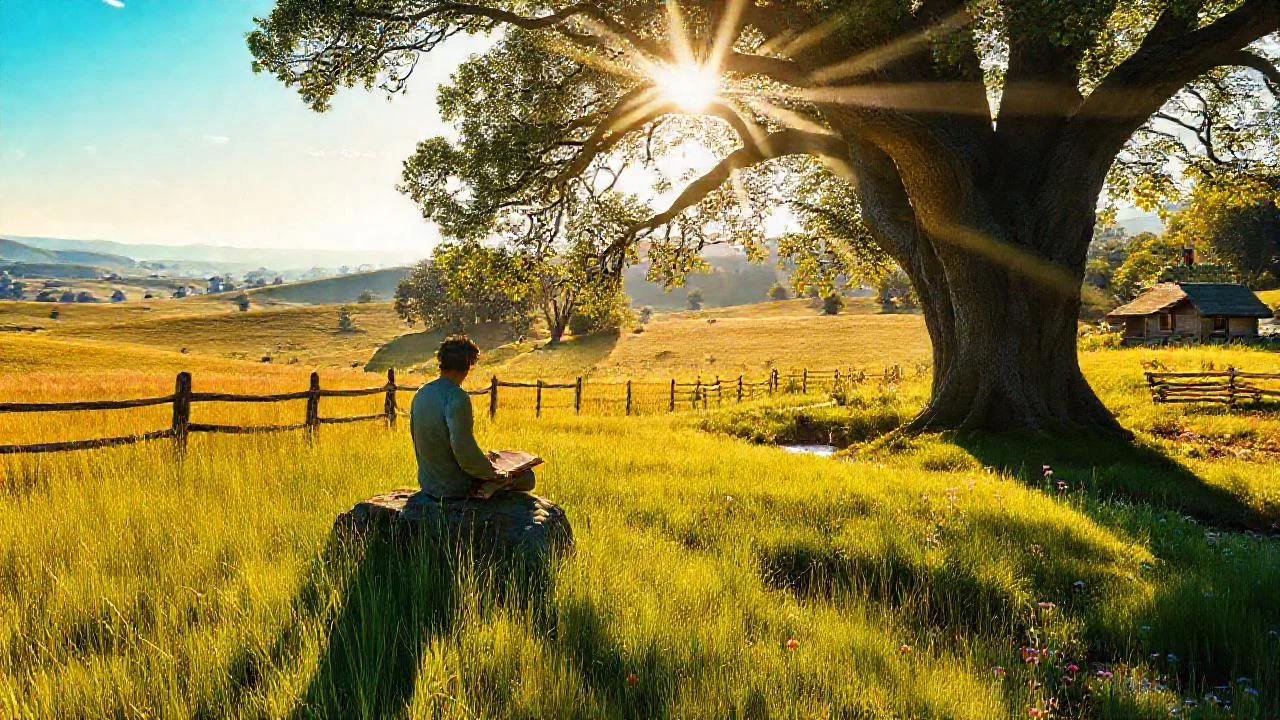 Un tranquilo campo bajo el sol
