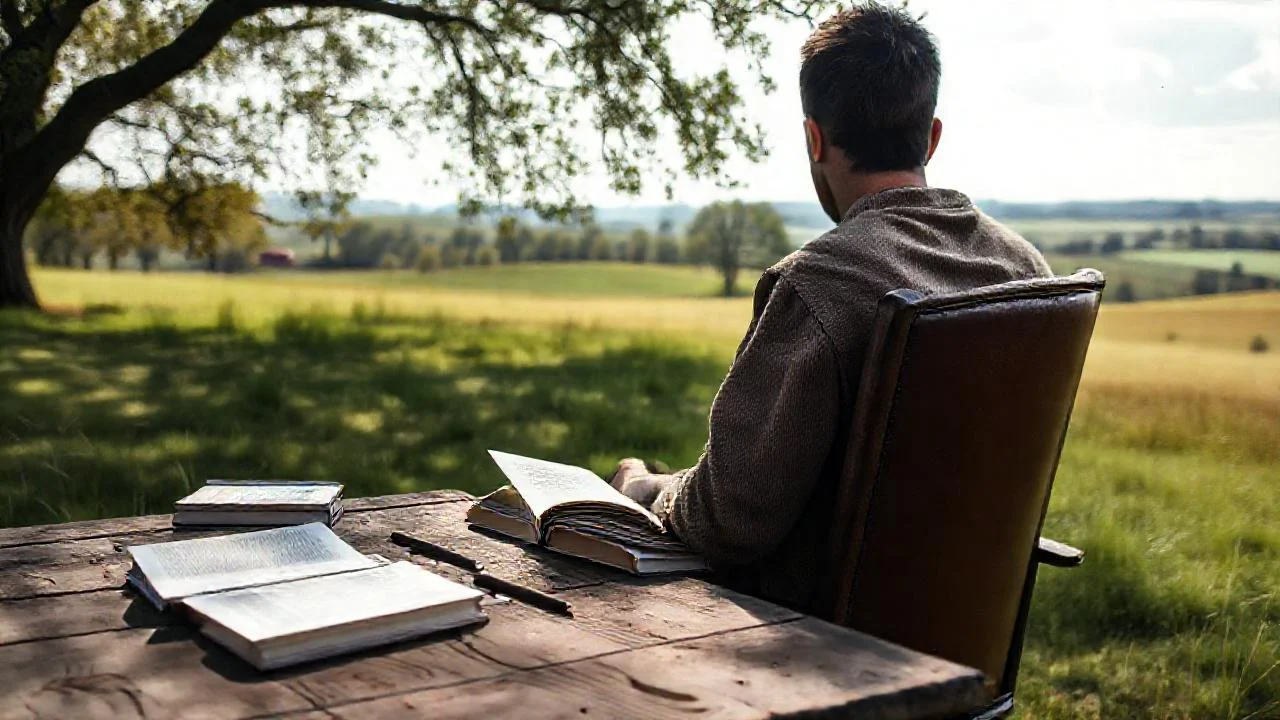 Concentración silenciosa en un campo sereno