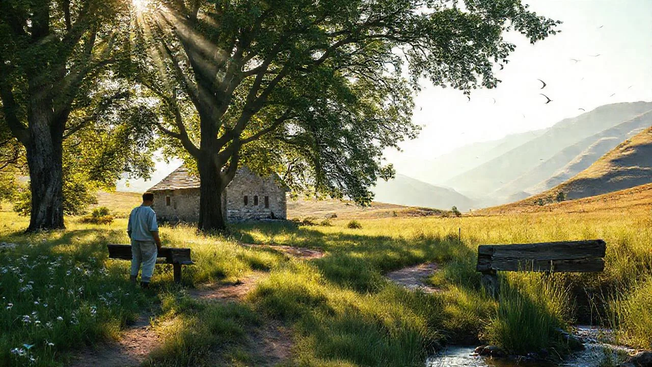 Tranquilidad rural y luz suave