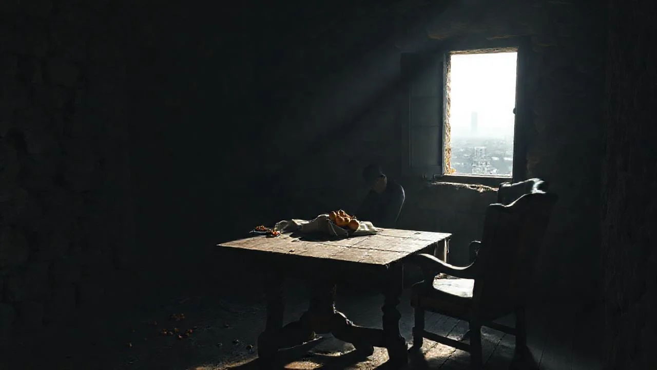 Un hombre solitario en la penumbra