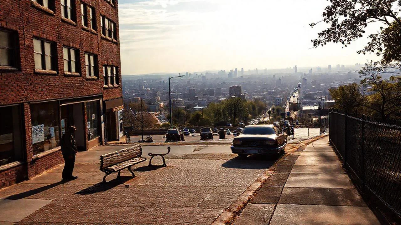 Ciudad extensa, sombras y quietud urbana