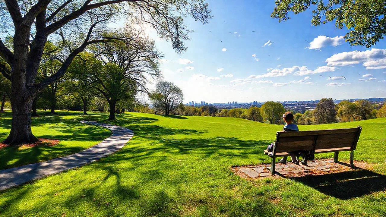 Parque sereno, luz y calma