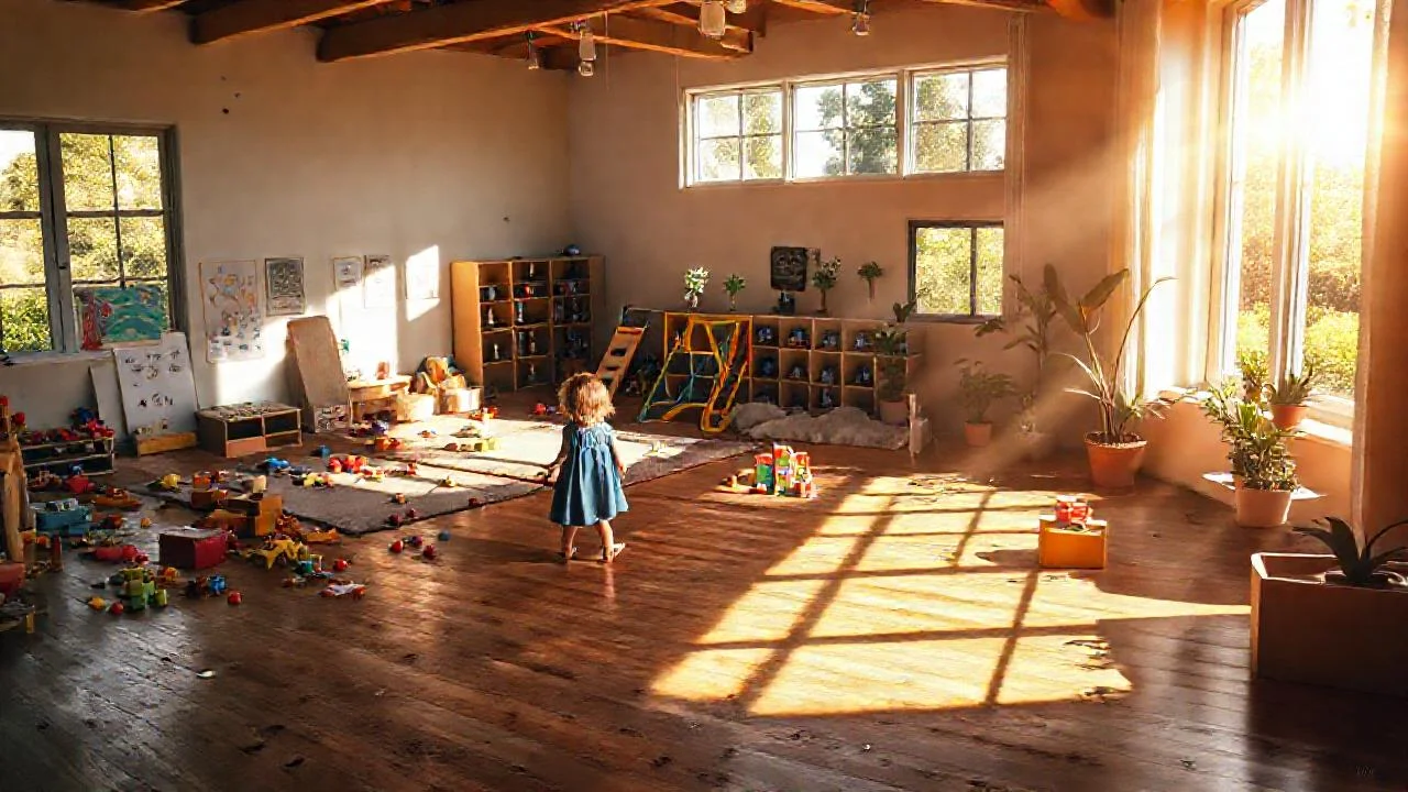 Un playroom luminoso y acogedor juega