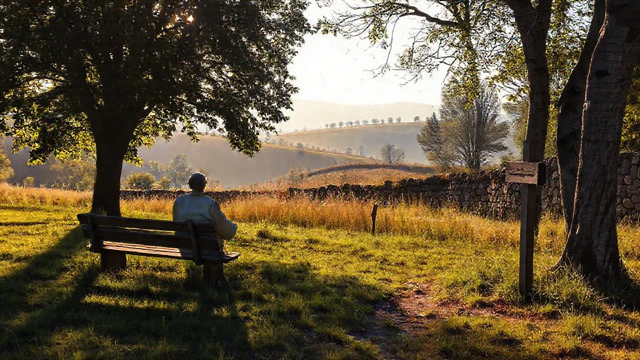 Silueta contempla un paisaje sereno