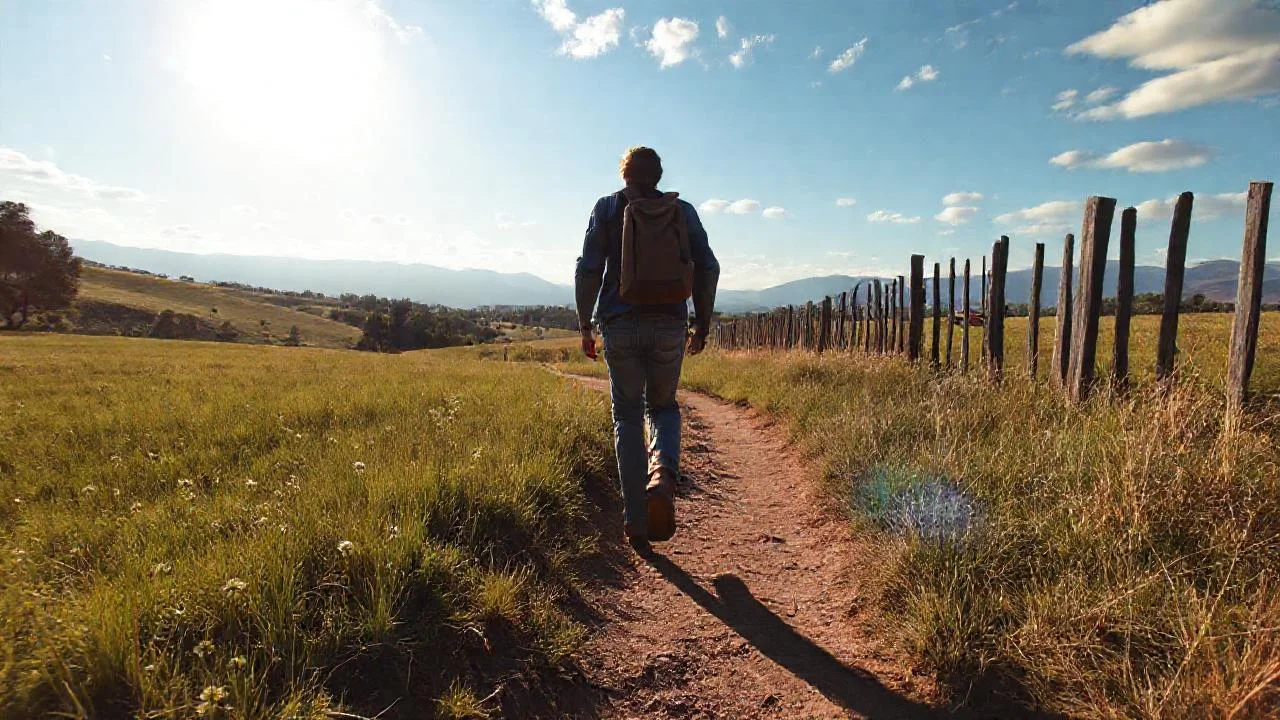 Un caminante solitario en la naturaleza