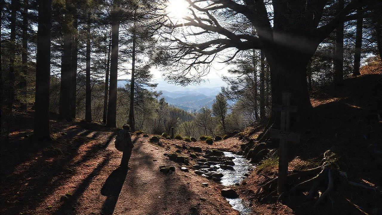 Bosque sereno, luz y misterio